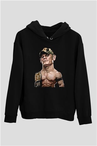 John Cena Baskılı Unisex Siyah Hoodie
