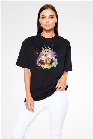 John Cena Baskılı Unisex Siyah Oversize Tişört - Tshirt