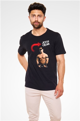 John Cena Baskılı Unisex Siyah Tişört - Tshirt