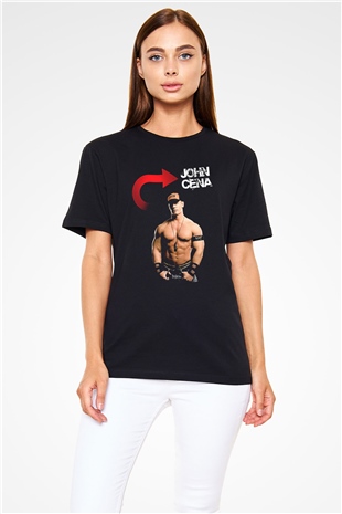John Cena Baskılı Unisex Siyah Tişört - Tshirt
