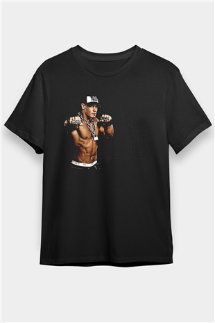 John Cena Baskılı Unisex Siyah Tişört - Tshirt