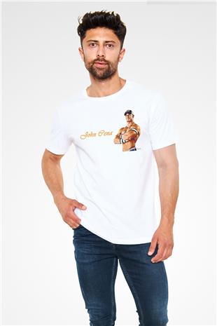 John Cena Unisex Baskılı Beyaz Tişört - Tshirt