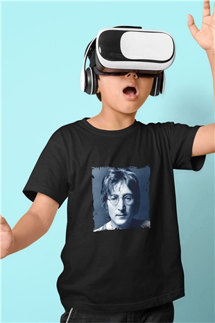John Lennon Baskılı Unisex Siyah Çocuk Tişört