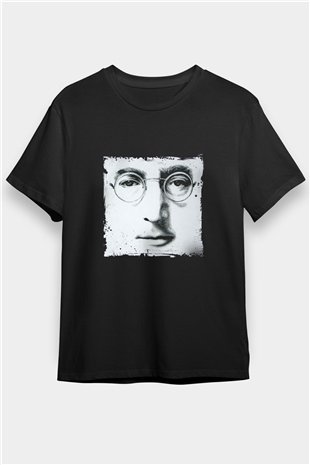 John Lennon Baskılı Unisex Siyah Tişört