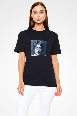 John Lennon Baskılı Unisex Siyah Tişört