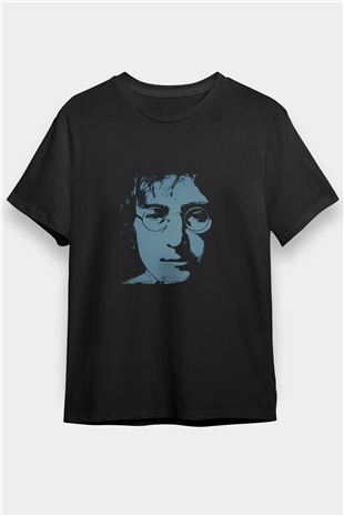 John Lennon Baskılı Unisex Siyah Tişört