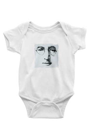 John Lennon Unisex Baskılı Beyaz Bebek Body - Zıbın