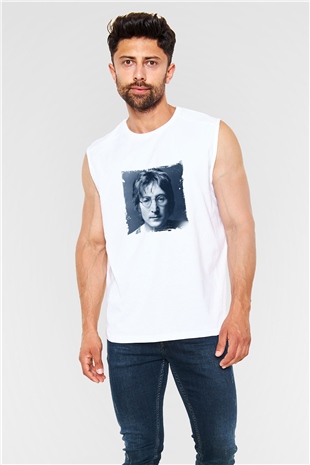 John Lennon Unisex Baskılı Beyaz Kolsuz Tişört