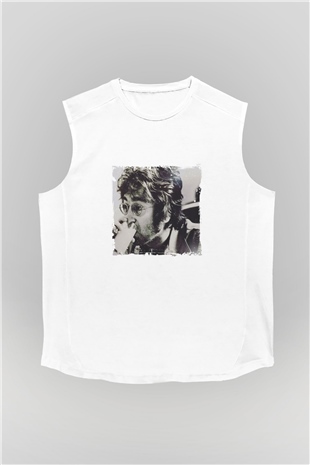 John Lennon Unisex Baskılı Beyaz Kolsuz Tişört