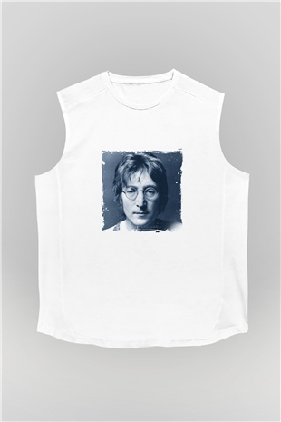 John Lennon Unisex Baskılı Beyaz Kolsuz Tişört