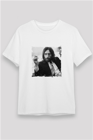 John Lennon Unisex Baskılı Beyaz Tişört