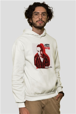 John Ocallaghan Beyaz Unisex Kapüşonlu Sweatshirt