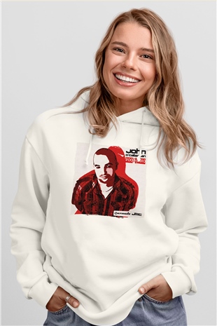 John Ocallaghan Beyaz Unisex Kapüşonlu Sweatshirt