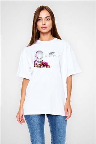 John Ocallaghan Beyaz Oversize Tişört Oversize T-shirt - TişörtFabrikası
