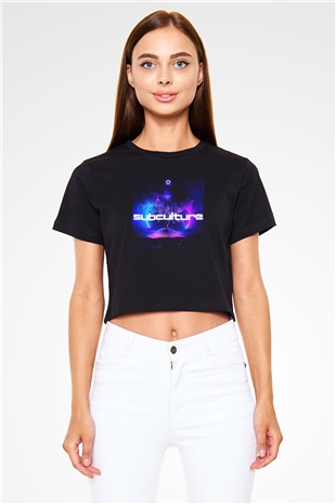 John Ocallaghan Siyah  Crop Top Tişört