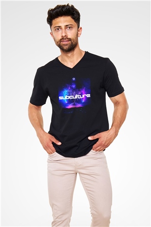 John Ocallaghan Siyah Unisex V Yaka Tişört