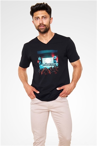 John Ocallaghan Siyah Unisex V Yaka Tişört