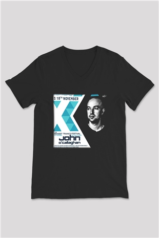 John Ocallaghan Siyah Unisex V Yaka Tişört T-Shirt