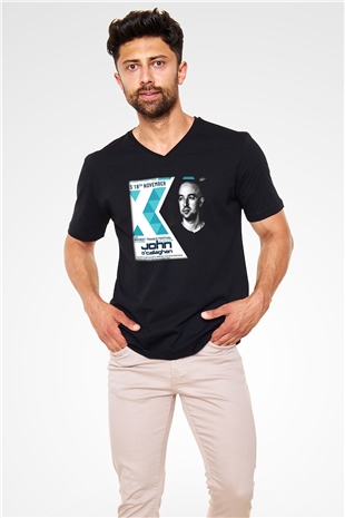 John Ocallaghan Siyah Unisex V Yaka Tişört T-Shirt