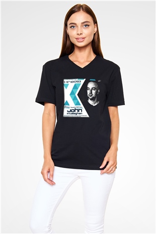 John Ocallaghan Siyah Unisex V Yaka Tişört T-Shirt