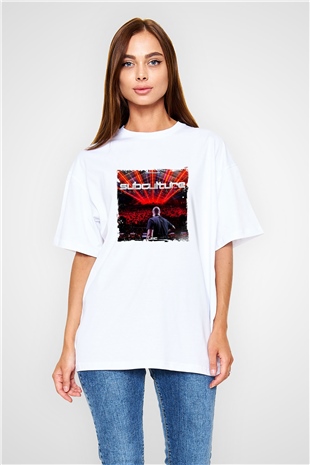 John OcallaghanBaskılı Beyaz Oversize Tişört