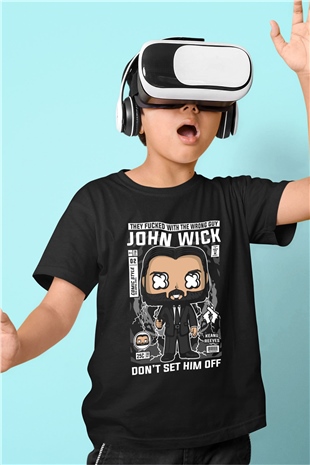 John Wick Baskılı Unisex Siyah Çocuk Tişört