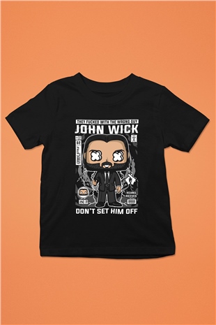 John Wick Baskılı Unisex Siyah Çocuk Tişört