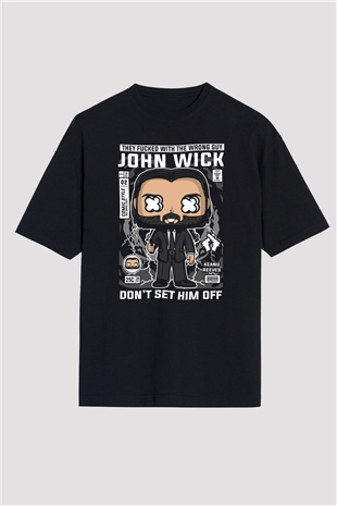 John Wick Baskılı Unisex Siyah Oversize Tişört