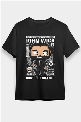 John Wick Baskılı Unisex Siyah Tişört