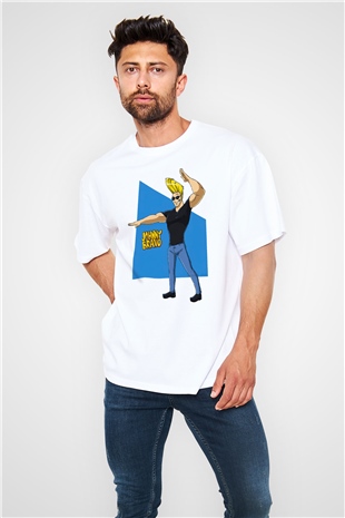 Johnny Bravo Beyaz Oversize Tişört Oversize T-shirt