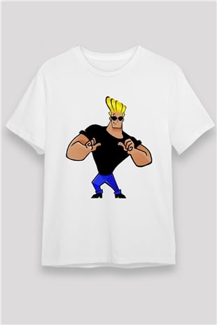 Johnny Bravo Beyaz Unisex Tişört T-Shirt