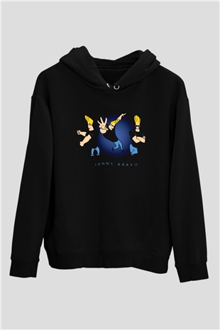 Johnny Bravo Siyah Unisex Hoodie