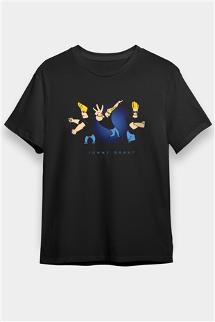 Johnny Bravo Siyah Unisex Tişört T-Shirt