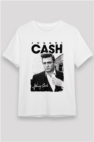 Johnny Cash Beyaz Unisex Tişört T-Shirt - TişörtFabrikası