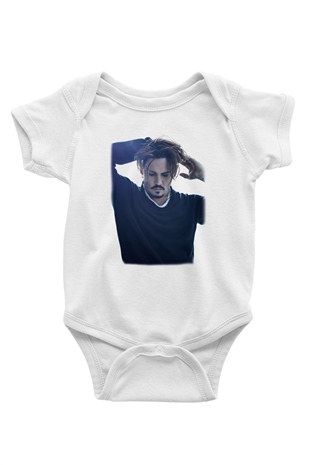 Johnny Depp Baskılı Beyaz Unisex Bebek Body - Zıbın