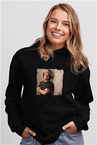 Johnny Depp Baskılı Unisex Siyah Hoodie