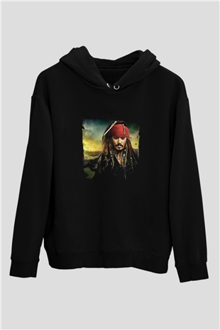 Johnny Depp Baskılı Unisex Siyah Hoodie