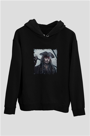 Johnny Depp Baskılı Unisex Siyah Hoodie