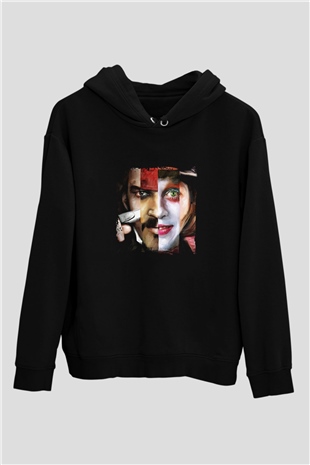 Johnny Depp Baskılı Unisex Siyah Hoodie