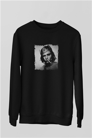 Johnny Depp Baskılı Unisex Siyah Sweatshirt