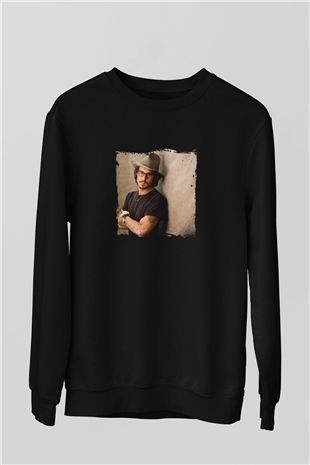 Johnny Depp Baskılı Unisex Siyah Sweatshirt