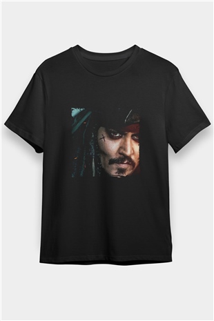 Johnny Depp Baskılı Unisex Siyah Tişört