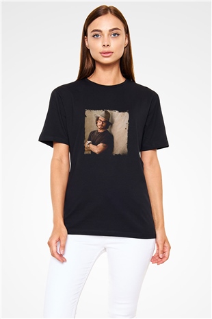 Johnny Depp Baskılı Unisex Siyah Tişört