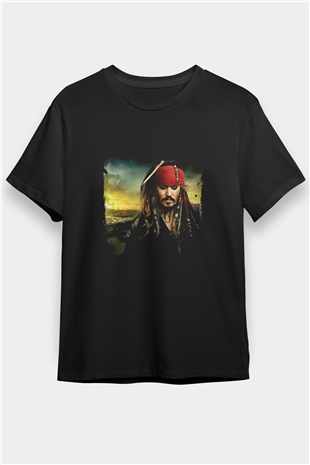 Johnny Depp Baskılı Unisex Siyah Tişört