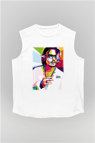 Johnny Depp Beyaz Unisex Kolsuz Tişört