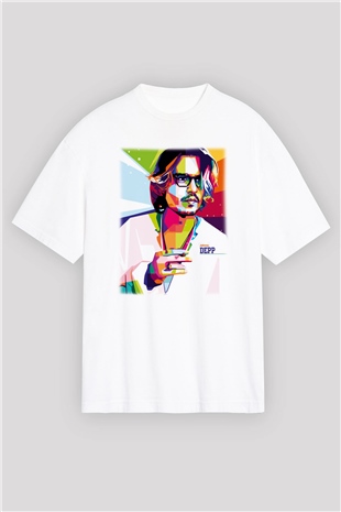 Johnny Depp Beyaz Unisex Oversize Tişört T-Shirt