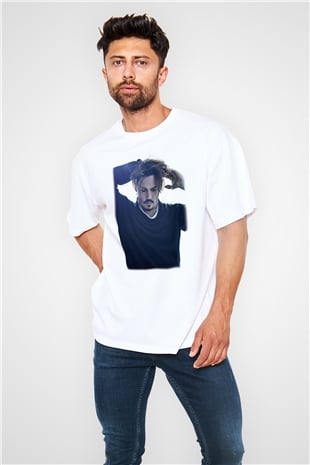 Johnny Depp Beyaz Unisex Oversize Tişört T-Shirt