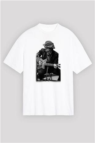 Johnny Depp Beyaz Unisex Oversize Tişört T-Shirt