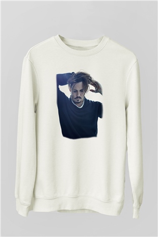 Johnny Depp Beyaz Unisex Sweatshirt