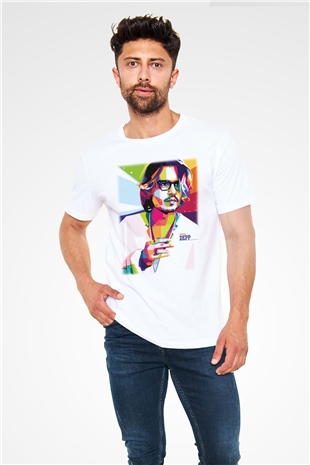 Johnny Depp Beyaz Unisex Tişört T-Shirt - TişörtFabrikası